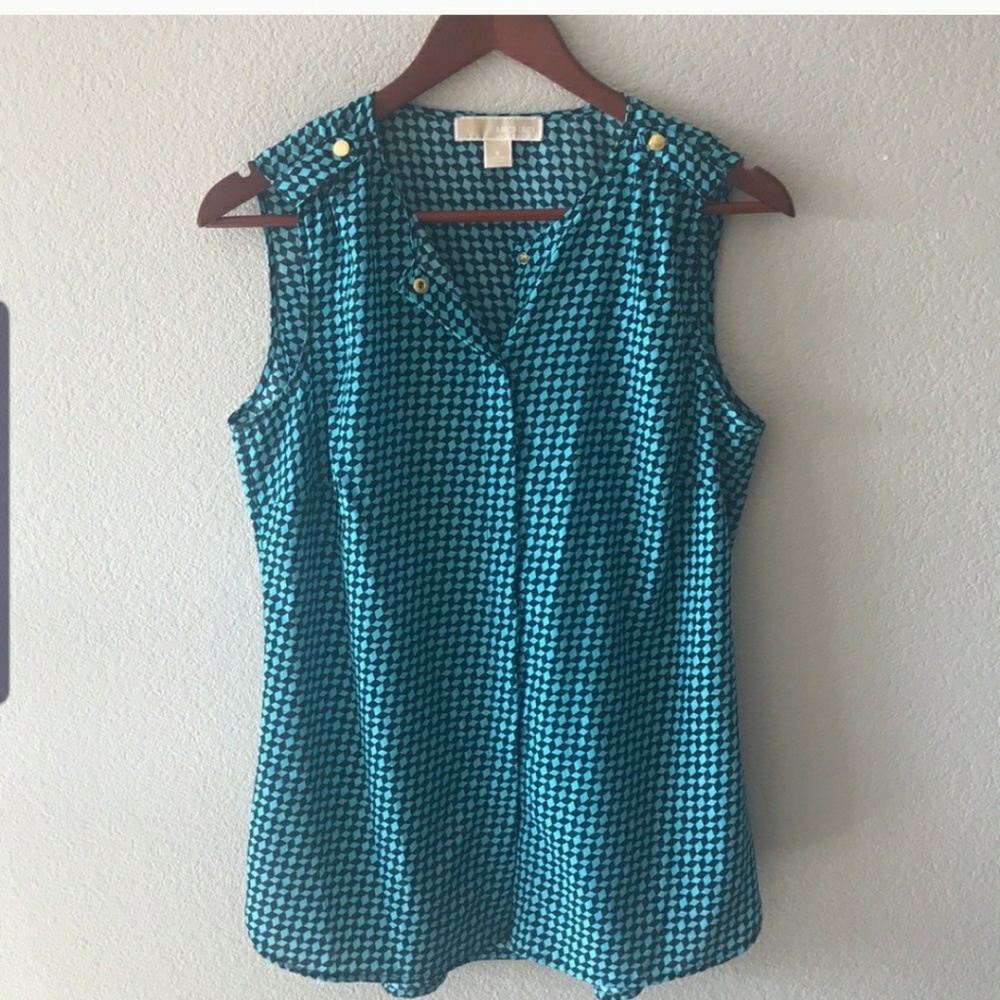 Michael Michael Kors Teal and Dark Blue Blouse